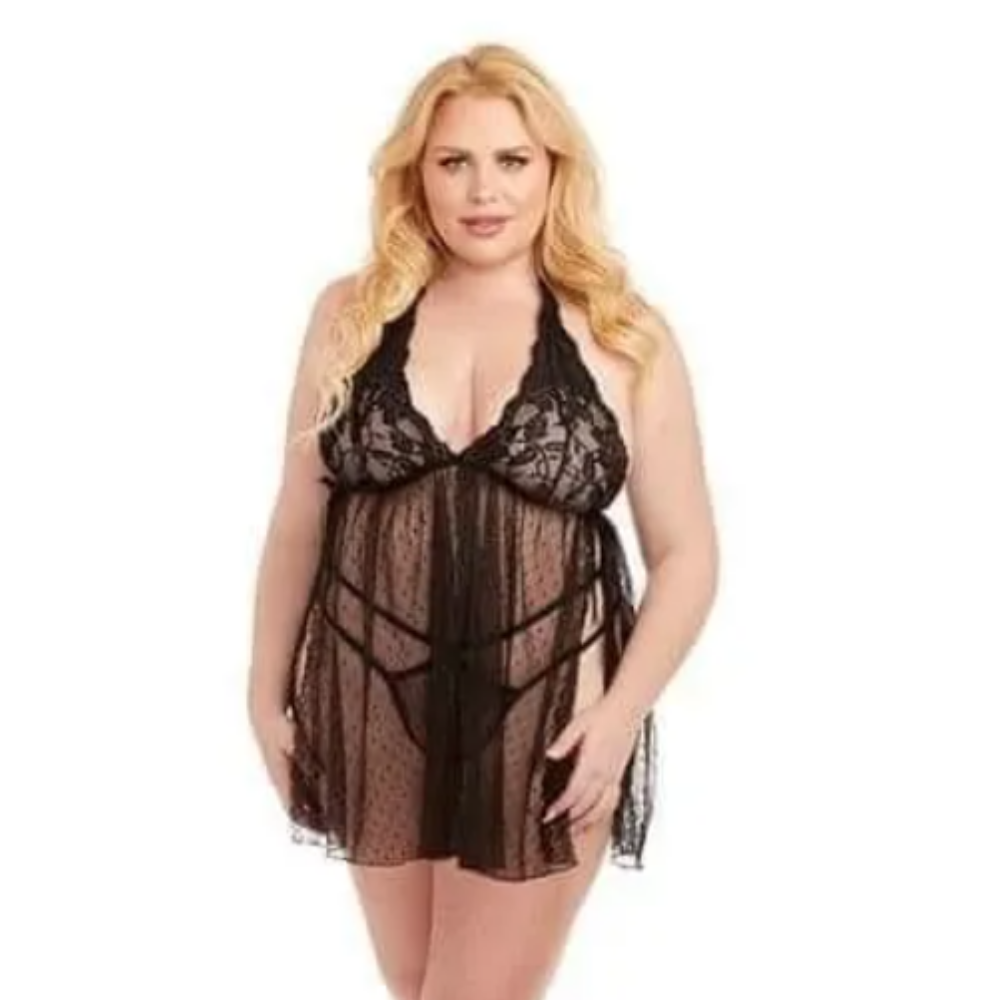 Sheer Halter Babydoll & Panty Set